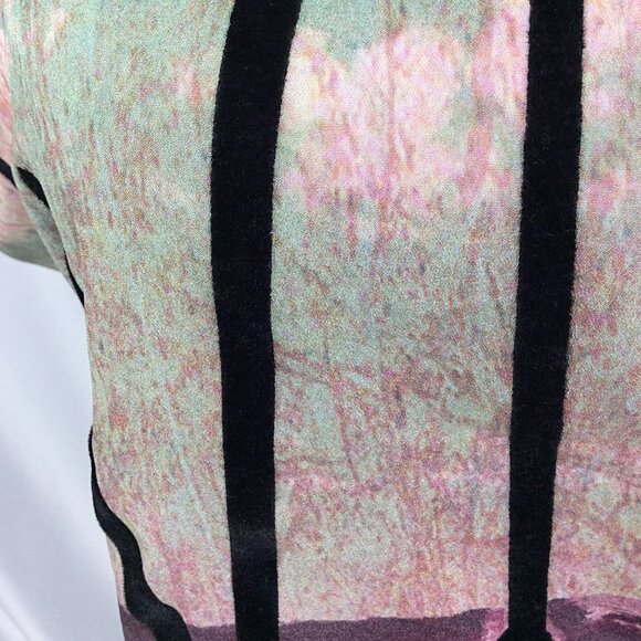 Workshop Crop Top Womens Size Medium WILD Cap Sleeve Satin Contrast Jersey Knit - Picture 5 of 7